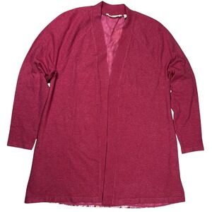 Soft Surroundings Women's Pink Pattern Back Paisley Open Front Cardigan Sz Large